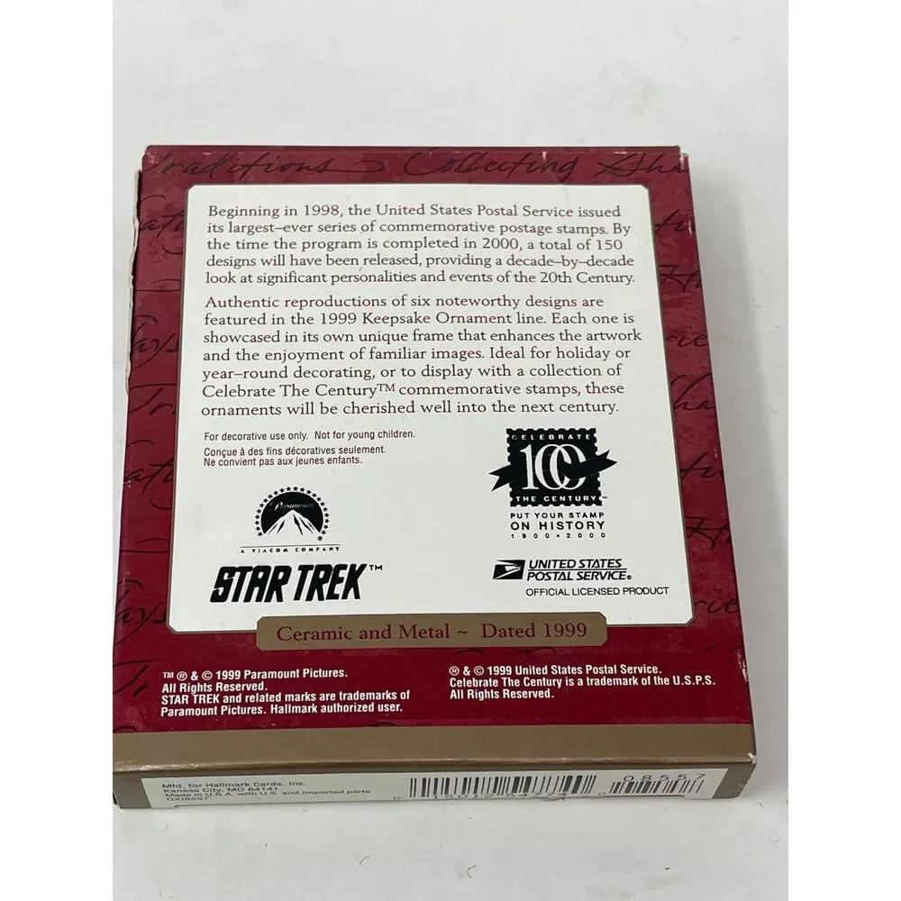 Hallmark Ornament 1999 Star Trek USS Enterprise Celebrate Century USPS Stamp NIB